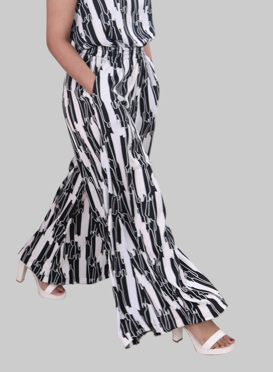Black on white Geometric design Jump Suit DLPL