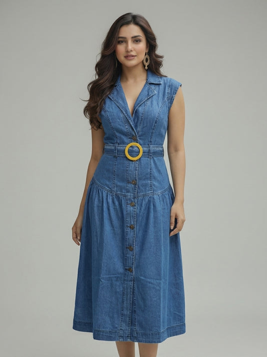 Sleeveless Denim Long Dress