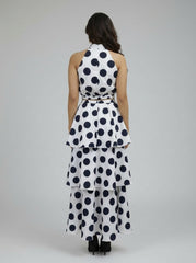 Dark Blue Polka Dots Two Piece Dress