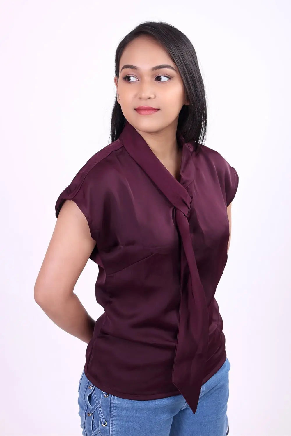 Short Sleeve Wine Color Top DLPL
