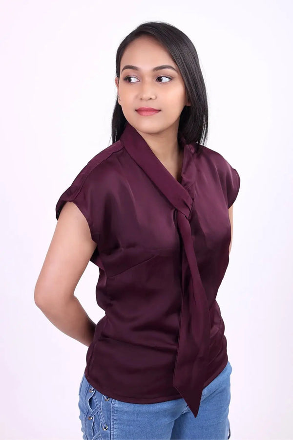 Short Sleeve Wine Color Top