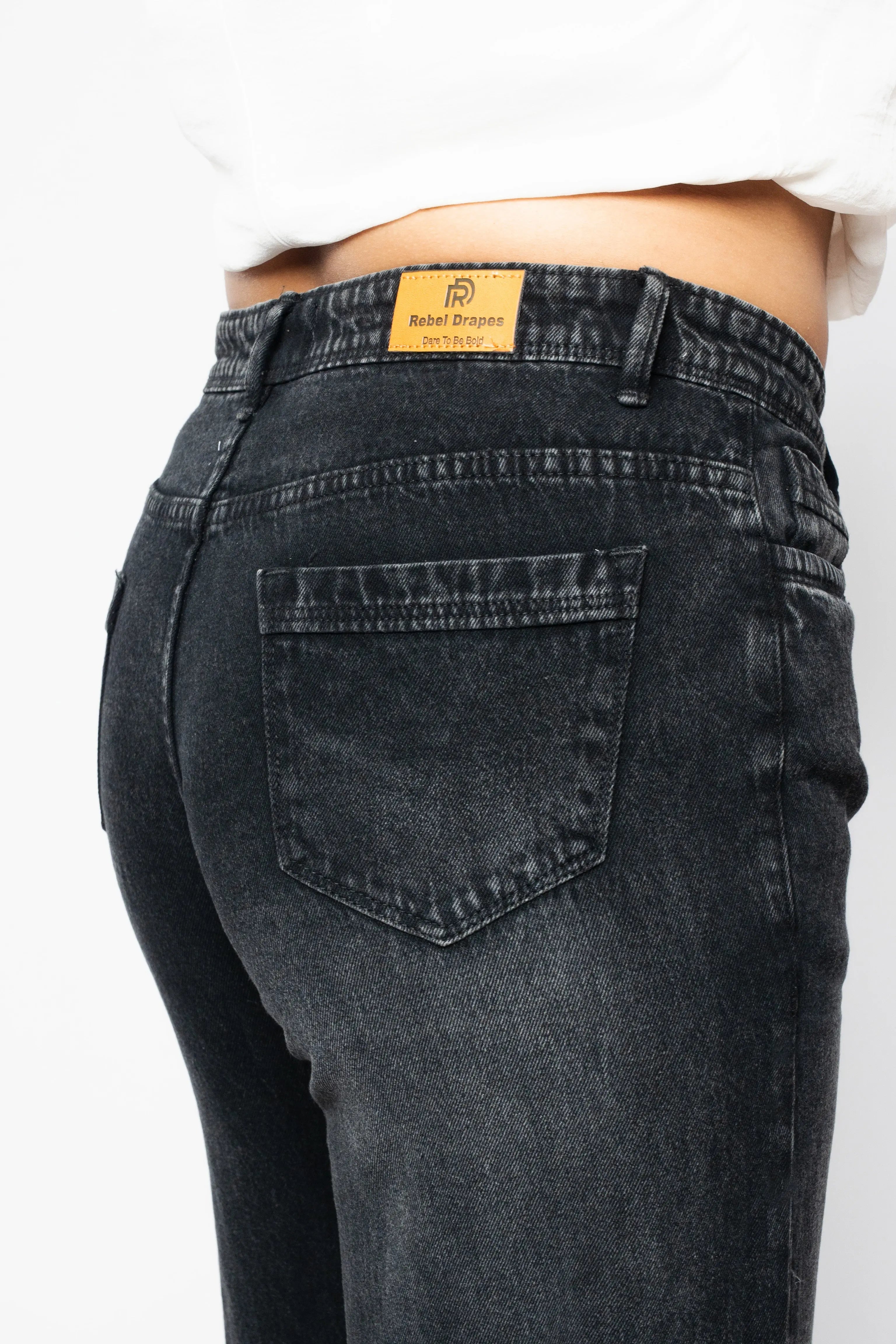 Black Straight Fit  Cotton Denim Jeans DLPL