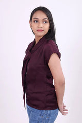 Short Sleeve Wine Color Top DLPL