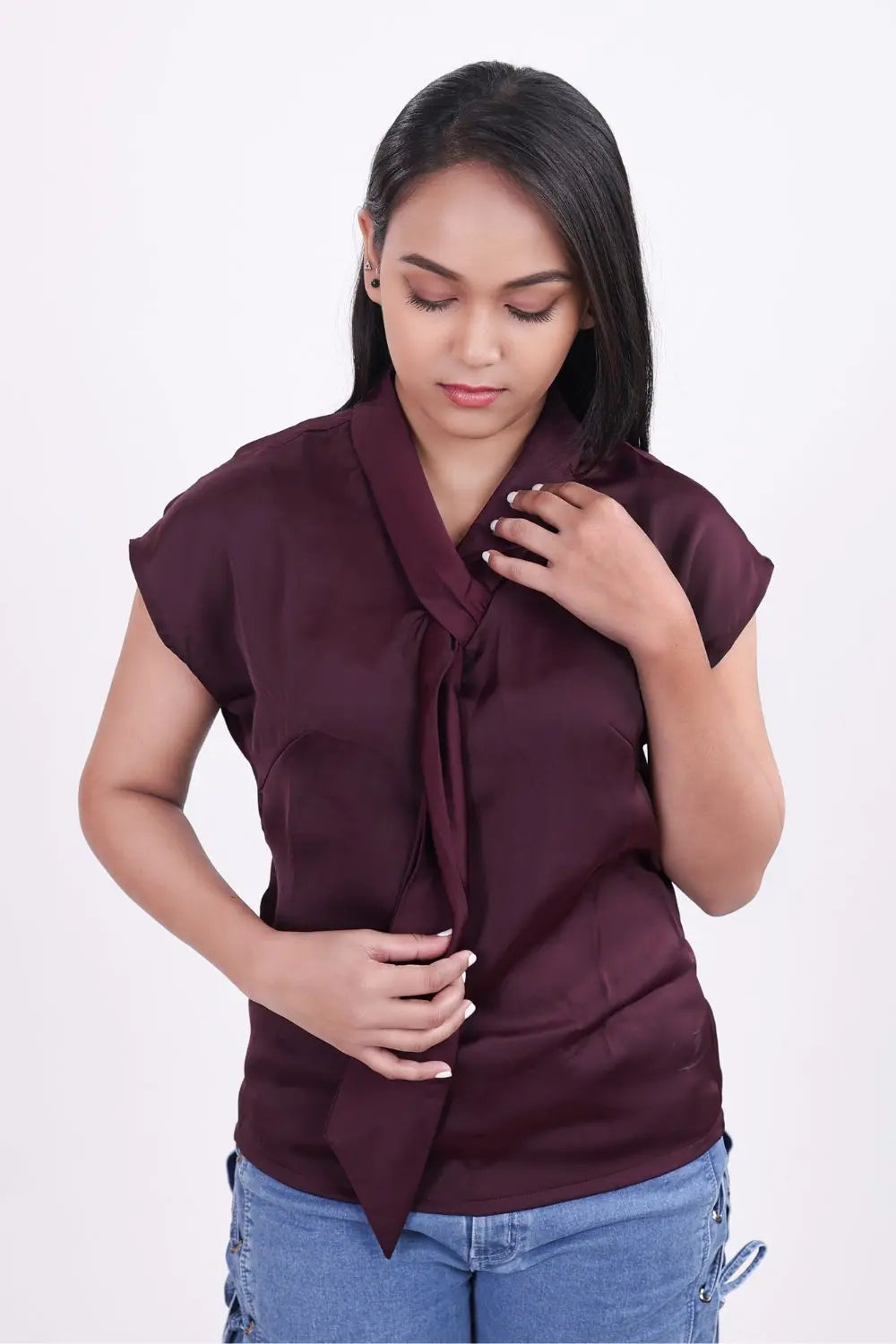 Short Sleeve Wine Color Top DLPL