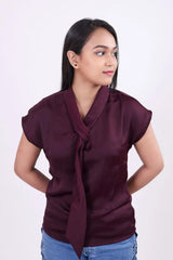 Short Sleeve Wine Color Top DLPL