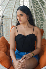 Black Spagette tank Top with Bow DLPL