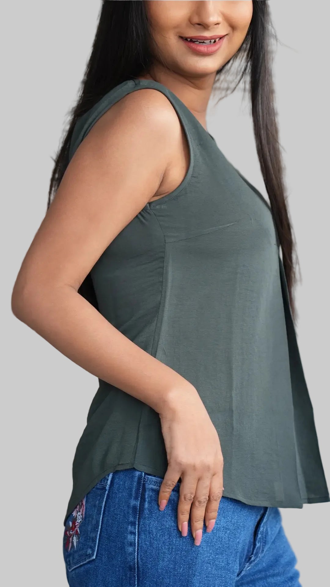 Olive  Sleeveless Top DLPL