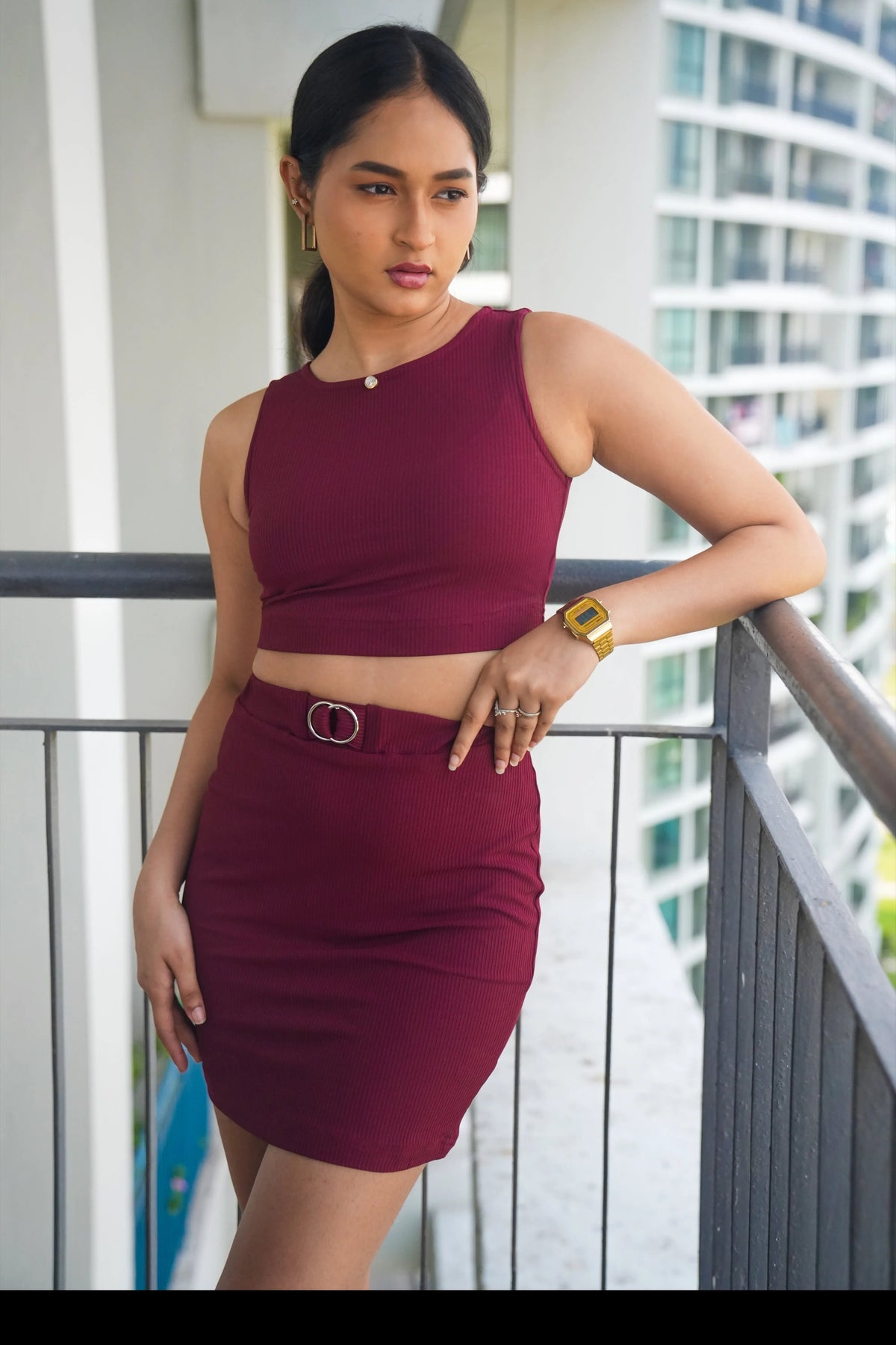Maroon 2 pieces women's co-ords set DLPL