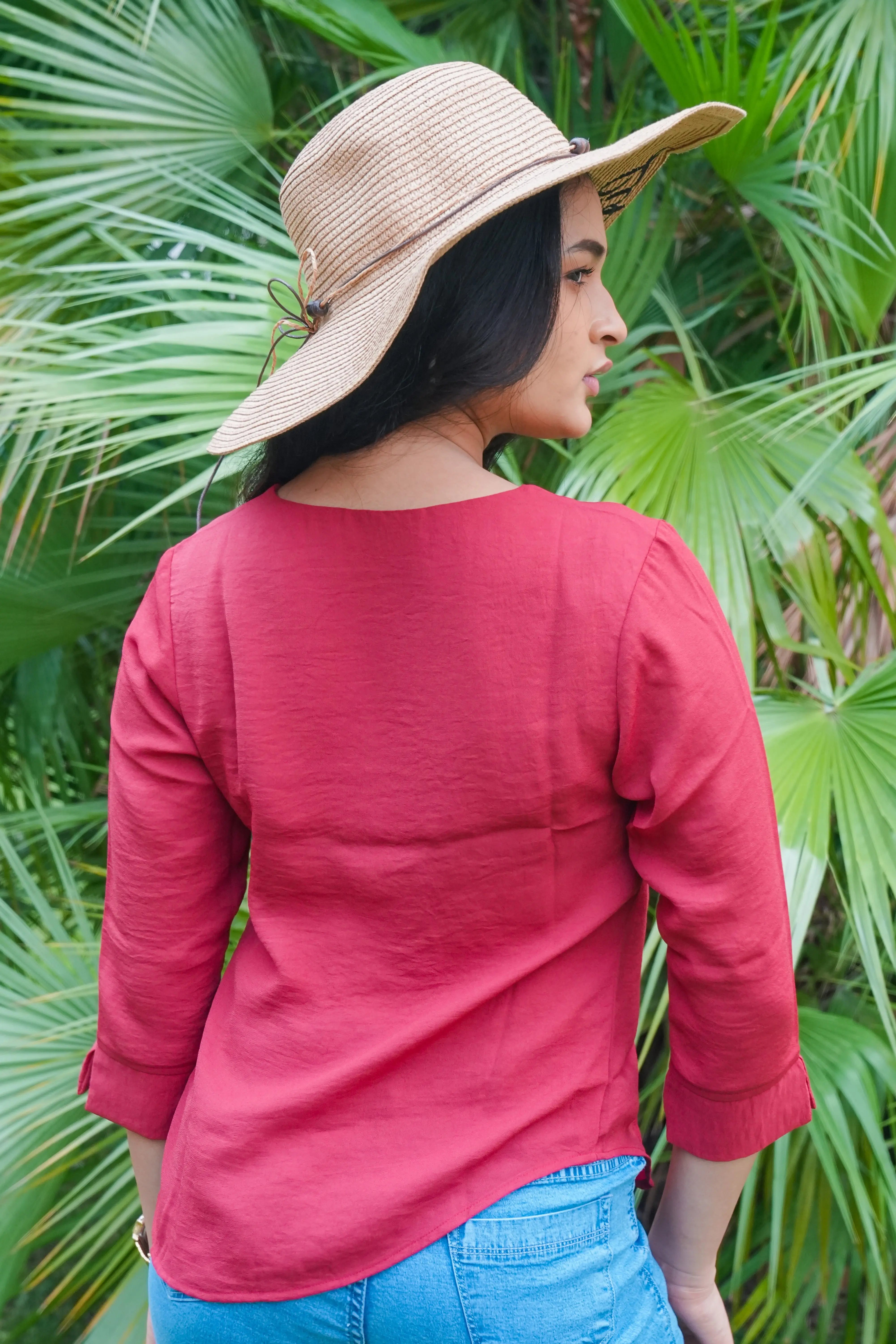 Deep Rose Front tie Top DLPL