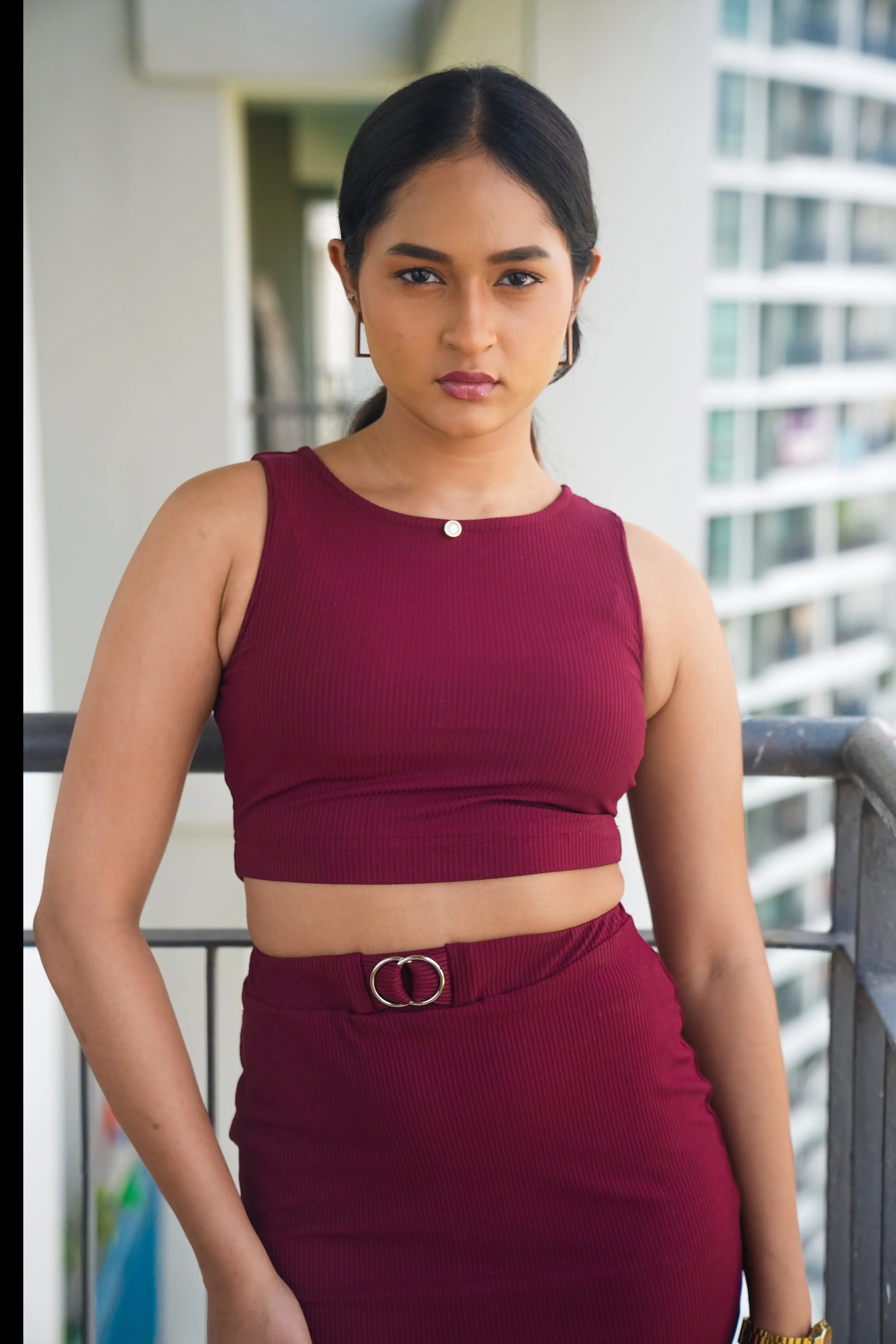 Maroon 2 pieces women's co-ords set DLPL