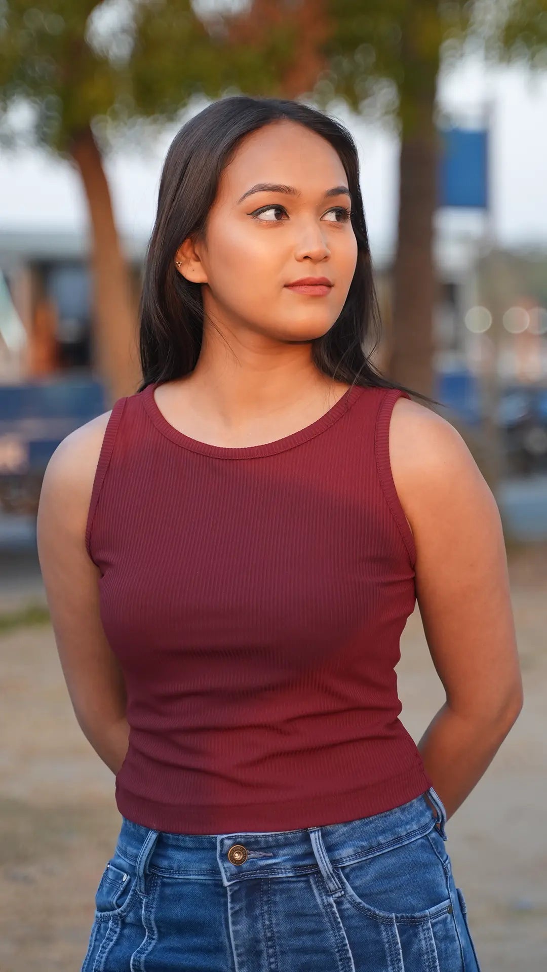 Ribbed Maroon Tank top DLPL
