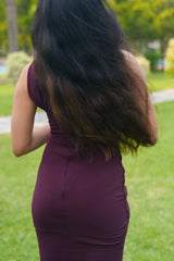 Wine Colour Sleeveless Dress - Rebel Drapes