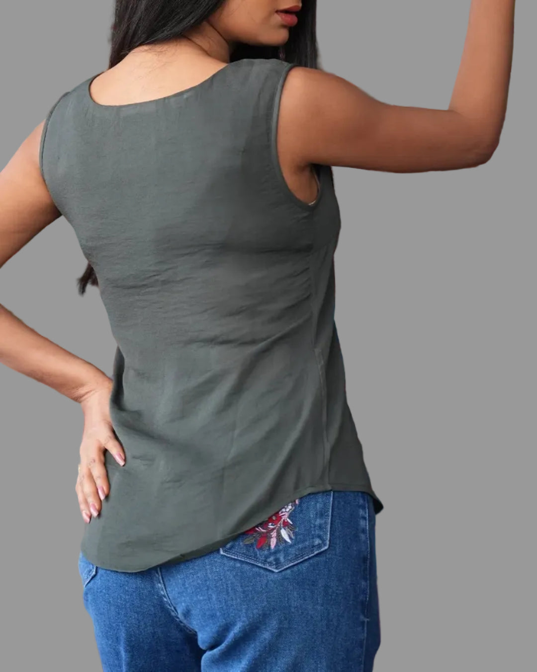 Olive  Sleeveless Top DLPL