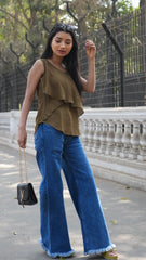 Dark Olive Green Layered Sleeveless Top DLPL