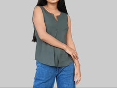 Olive  Sleeveless Top DLPL