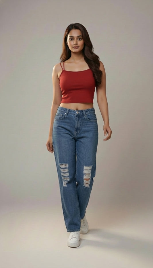 Distressed Blue Jeans