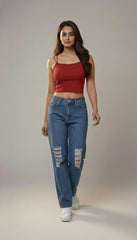 Distressed Blue Jeans