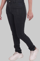 Black Skinny Fit Jeans with Pocket Embroidery DLPL