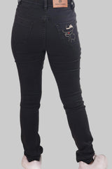 Black Skinny Fit Jeans with Pocket Embroidery DLPL