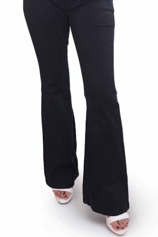 Black Flared Jeans with Embroidery DLPL