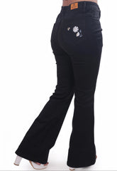 Black Flared Jeans with Embroidery DLPL