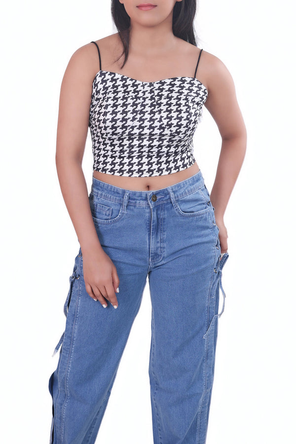 Straight Fit Jeans with Side Tie String