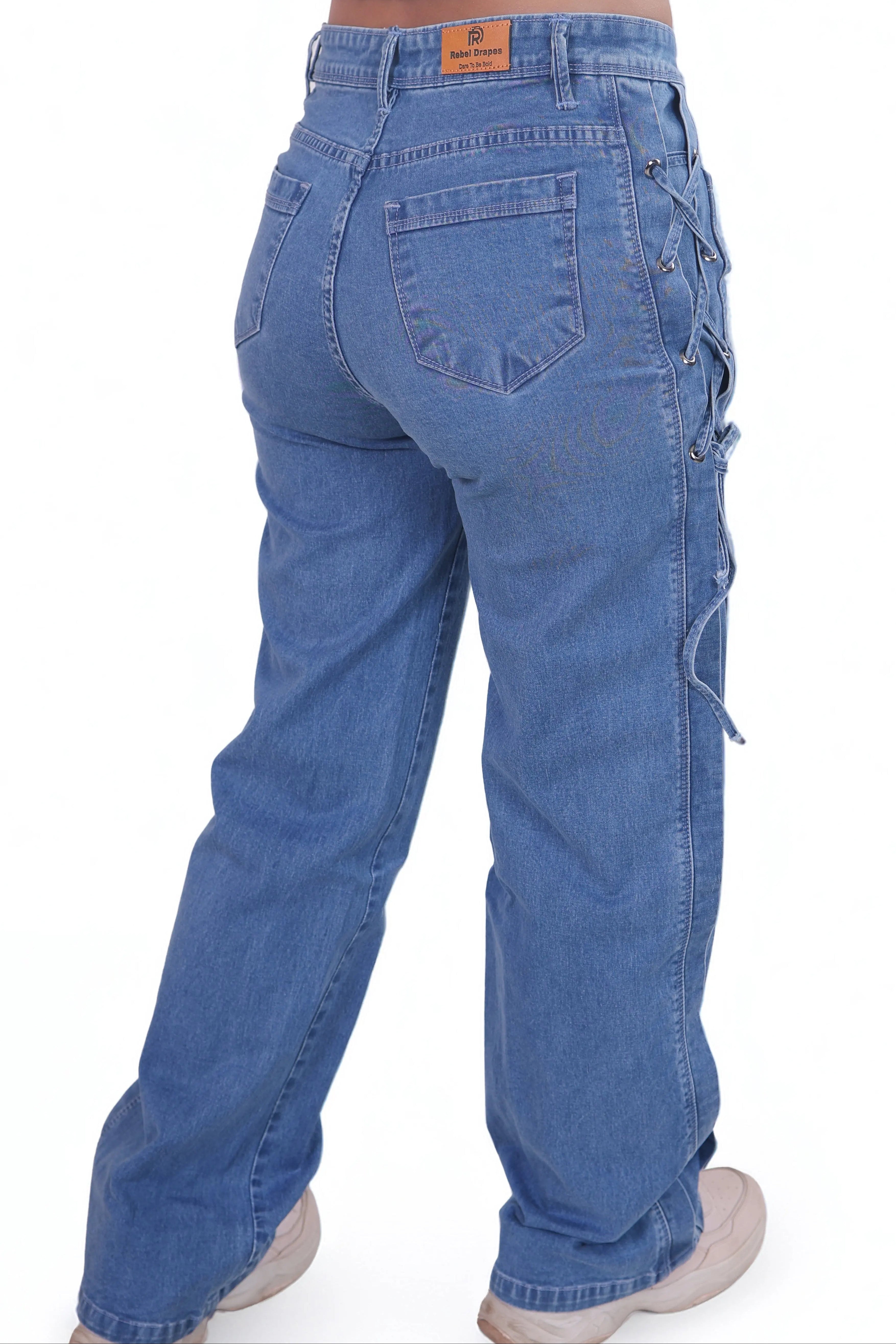 Straight Fit Jeans with side tie String DLPL