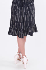 Sleeveless black patterned Short Dress DLPL