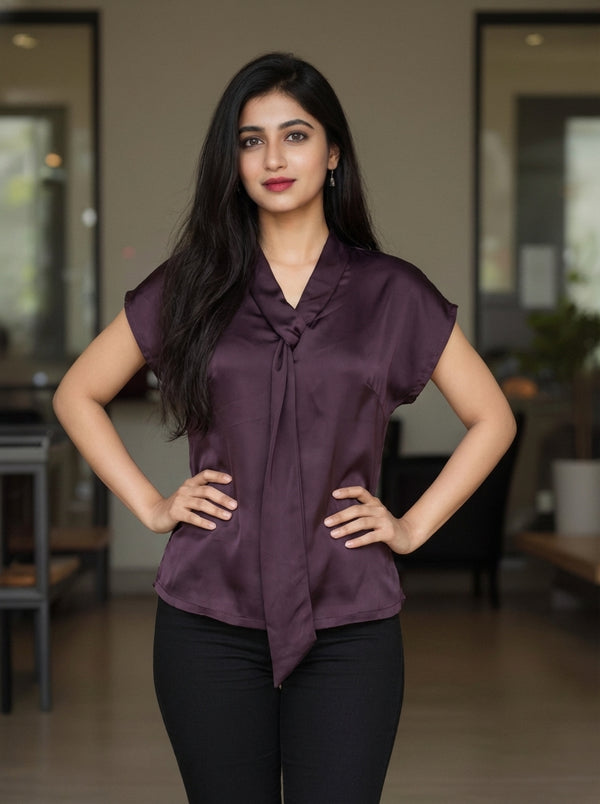 Short Sleeve Wine Color Top
