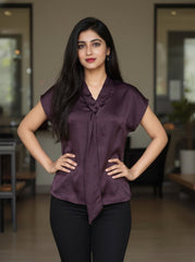 Short Sleeve Wine Color Top
