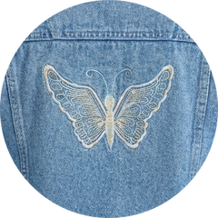 Blue Full Sleeve Denim Jacket with Embroidery