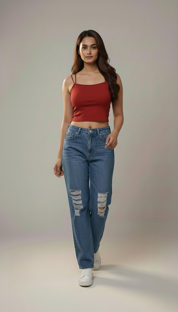 Distressed Blue Jeans
