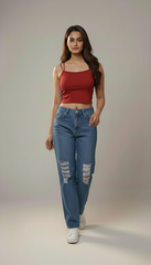 Distressed Blue Jeans