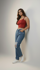 Distressed Blue Jeans