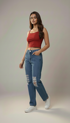 Distressed Blue Jeans