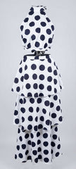 Dark Blue Polka Dots Two Piece Dress