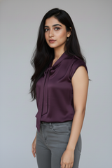 Short Sleeve Wine Color Top