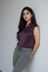 Short Sleeve Wine Color Top