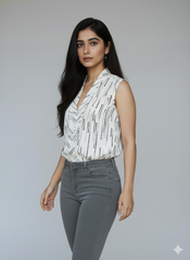 Short Sleeve Black on White Top