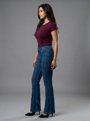 Stylish Front Stripes Women Bootcut Jeans